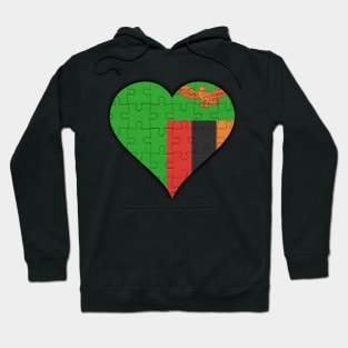 Zambian Jigsaw Puzzle Heart Design - Gift for Zambian With Zambia Roots Hoodie